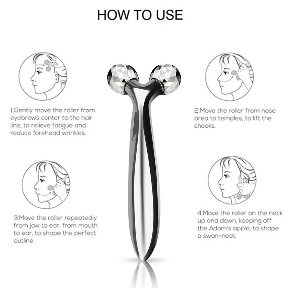 360 Rotate Silver Thin Face Massager